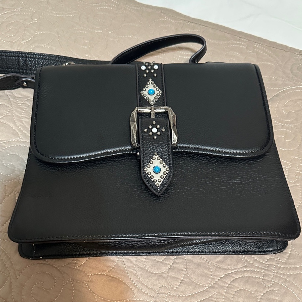 Aimee Kestenberg Black Crossbody Bag with Silver Accents